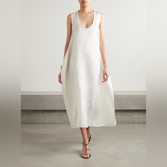 Khaite Coli Silk-Organza Midi Dress White - Picture 1 of 12